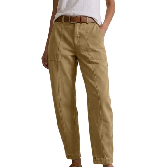 LEKODE Jeans for Women Tapered Pants Paperbag Pant Pull on Pants Dress Pants Women Work Pants Mom Jeans Baggy Pants Women Beach Pants for Women Relaxed Fit Pants Khaki S