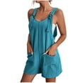 thumbnail image 1 of LEKODE Jumpsuits Rompers Sleeveless Jumpsuits Adjustable Outfits Loose Overalls Ruched Rompers Travel Jumpsuits for Women Casual Soft Cute Clothes Summer Rompers for Women 2026 D Sky Blue XXL, 1 of 7