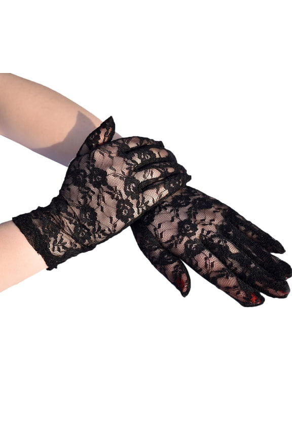 Lace Gloves Women Gothic Clothes for Women Vintage Gloves Short Lace Gloves Evening Gloves Women's Novelty Gloves Bridal Gloves Lace Gloves Women Princess Glove B Black One Size