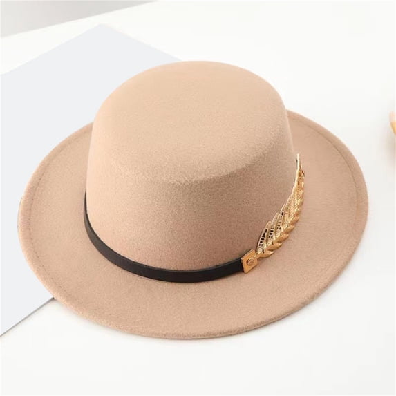 LEKODE Ladies' hats Fedora Stylish Hat women hats for church women's fedora hats kentucky derby hats for women round hat Classic Wide Brim vintage hats for women Costume Accessory Khaki One Size