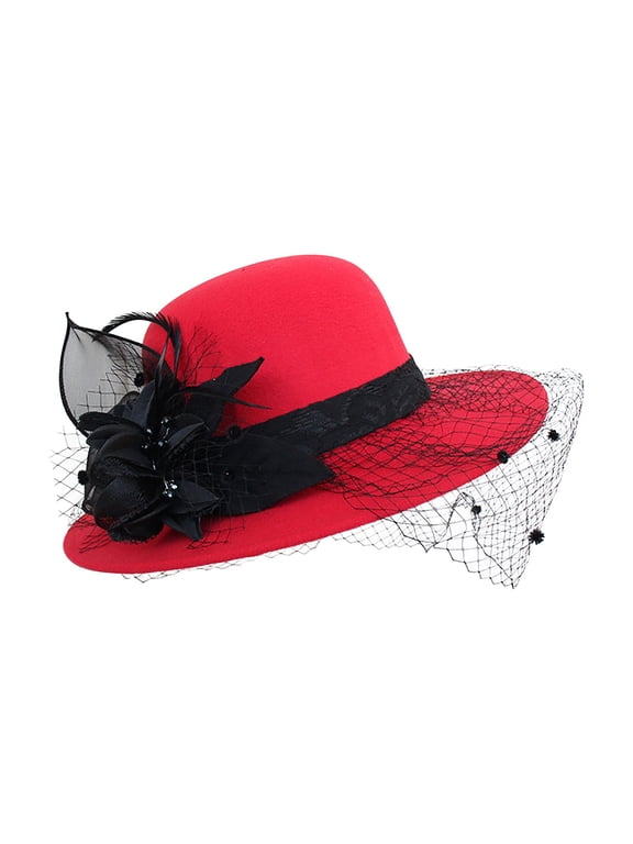Ladies' hats cloche hats Classic Wide Brim derby hats Vintage Trendy derby hats for women round hat women hats for church for Tea Party sun hats Bucket Hat Costume Accessory G M