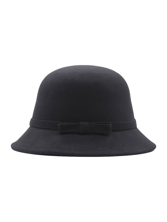 Ladies' hats sun hats derby hats vintage hats for women women's fedora hats Bucket Hat Classic Wide Brim British Felt hat Color Jazz Hats derby hats for women bowler hats Black One Size