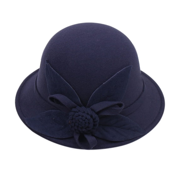 LEKODE Ladies' hats vintage hats for women cloche hats derby hats for women round hat women's fedora hats kentucky derby hats for women for Tea Party wedding hats bowler hats Navy M