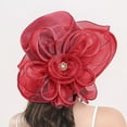 thumbnail image 1 of LEKODE Women's organza hat chapeau pour femme kentucky derby Hat for women women Hat for church Organza Derby Hat for Women easter Hat fascinators Hat Dressy Hat Bowler Hat Sun Hat Red One Size, 1 of 4
