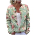 thumbnail image 1 of LEKODE Lightweight Knit Outerwear Long Sleeve Button Up Open Front Casual Daily Women Tops B Green XL, 1 of 6