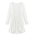 thumbnail image 1 of LEKODE Lightweight Open Front Layering Cardigan Long Sleeve Drape Front Curved Hem Casual All Season Tops White M, 1 of 3