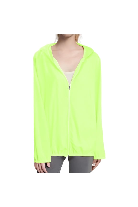 Lightweight Outdoor Rain Wind Jacket Women Hooded Full Zip Long Sleeve Loose Fit Hiking Travel UV Protection Outer Topper Tops Green 3XL