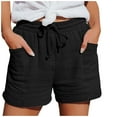 thumbnail image 1 of LEKODE Linen Shorts for Women Womens Drawstring Shorts Lounge Shorts Casual Shorts Adjustable Drawstring Shorts Women's Summer Shorts Cotton Shorts Vacation Outfits Shorts Black L, 1 of 8