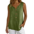 thumbnail image 1 of LEKODE Linen Tank Tops for Women Button Down Shirts V Neck T Shirts Cute Tops Solid Tops Tunics Tops Ruched Tops Plus Size Lightweight Blouse Loose Tank Tops Boho Gauze Shirts Natural Green M, 1 of 9