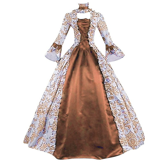 LEKODE Long Gothic Dress 1800s Dress for Women Casual Dresses for Women Winter Dresses for Women 2025 Tea Party Dresses for Woman Gothic Clothes for Women Long Sleeve Dress Orange 3xl