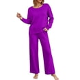 thumbnail image 1 of LEKODE Long Sleeve Set Womens Sweat Set Jogger Sets for Women 2 Piece Womens Fall Sets Fall Set Cute Long Sleeve Top Long Sleeves Tops for Women Purple XL, 1 of 4
