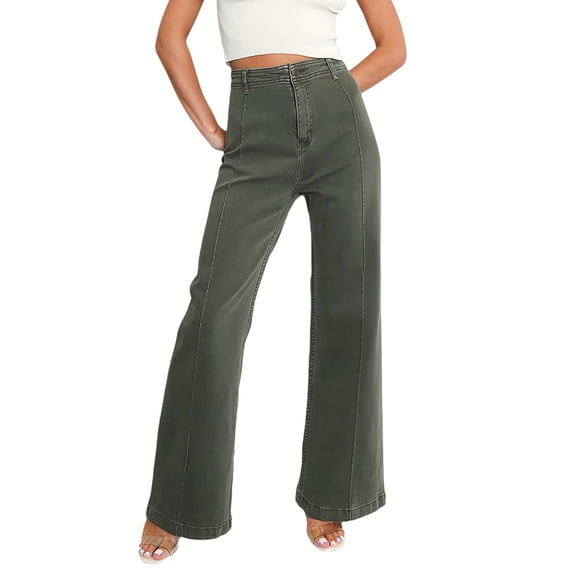 LEKODE Loose Jeans Boho Pants Cargo Pants Women Stretchy Jeans for Women Dress Pants Summer Pants for Women Flare Jeans for Women Trendy Pants Plus Size Jeans Green S