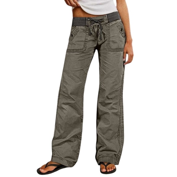 LEKODE Loose Jeans Long Jeans Palazzo Pants for Women Work Pants Low Rise Jeans Comfy Pants Trendy Pants Denim Jeans for Women Beach Pants Boho Pants Cargo Pants Women Gray L