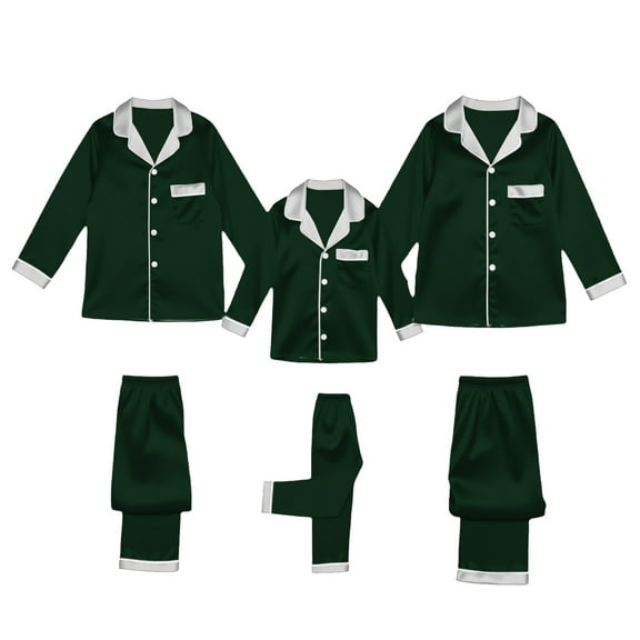 LEKODE Matching Pajamas for Couples Long Sleeve Pajama Set for Women Button Up Pajamas for Women Pajama Pants for Women Matching Pajama Set Men Pajama Set Women’s Pajamas Blackish Green (Mom)s