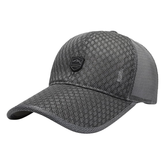 LEKODE Men Women Full Mesh Sport Baseball Cap, Breathable Rubber Patch Curved Brim Hat, Adjustable Lightweight Sun Cap for Running Fishing Hiking Daily Use Dark Gray One Size