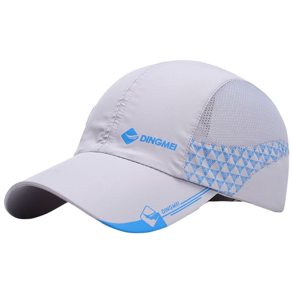 LEKODE Men Women Half‑Mesh Sport Baseball Cap, Quick‑Dry Lightweight Breathable Sun Hat, Adjustable Printed Outdoor Cap for Running Fishing Hiking Daily Casual Use Grey One Size