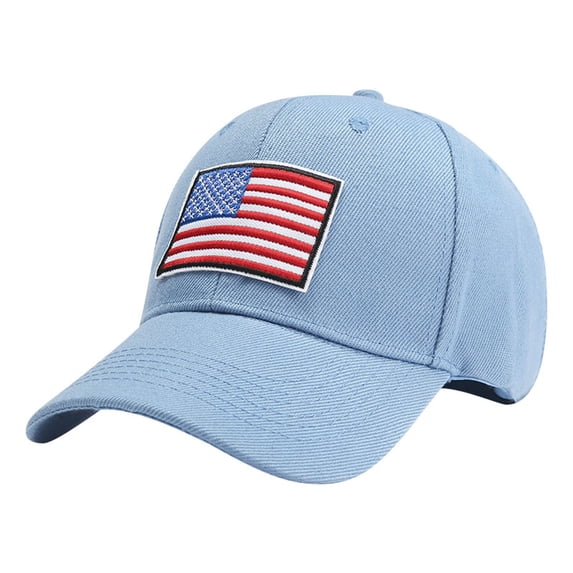 LEKODE Men Women USA American Flag Patch Baseball Cap, Classic Patriotic Embroidered Hat, Adjustable Hard Crown Cap for Holiday Sports Travel Daily Use Blue One Size
