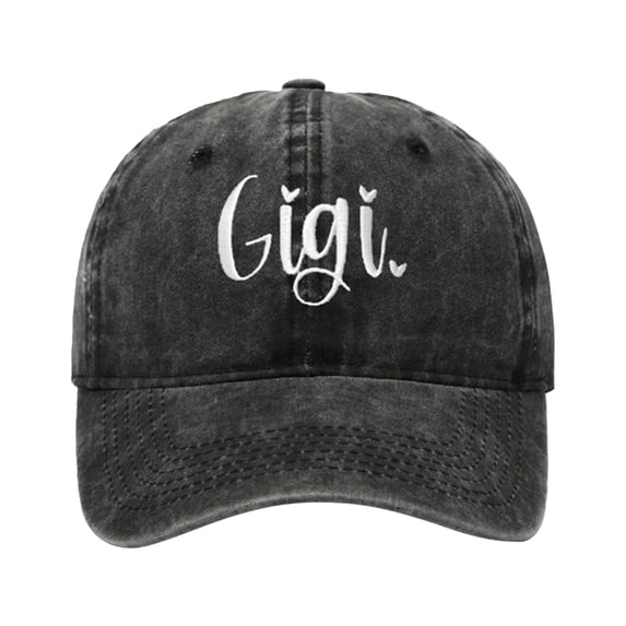 LEKODE Men Women Vintage Washed Gigi Embroidered Dad Hat, Soft Unstructured Baseball Cap, Adjustable Embroidery Hat for Gift Casual Travel Daily Use Black A