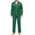 thumbnail image 1 of LEKODE Men's Pajama Sets Pajama Set 2 Pcs Pj Set Solid Color Pajama Set Top & Pants Set Men's Pajamas Soft Pj Set Lapel Sleepwear Men's Satin Pajama Set Sleepwear Home Loungewear Pj Set Green 5xl, 1 of 5