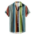 thumbnail image 1 of LEKODE Men's Short Sleeve Button Down Casual Colorful Striped Shirt Summer Aloha Beach Vacation Shirt Bowling Shirts, 1 of 2