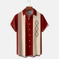 thumbnail image 1 of LEKODE Men's Short Sleeve Button Down Casual Plus Size Striped Colorblock Printing Summer Vintage Aloha Beach Vacation Shirt, 1 of 3