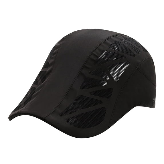 LEKODE Men's Summer Ivy Newsboy Cap, Breathable Mesh Quick Dry Flat Cap, Adjustable Lightweight Sun Hat for Outdoor Driving Fishing Travel Black One Size