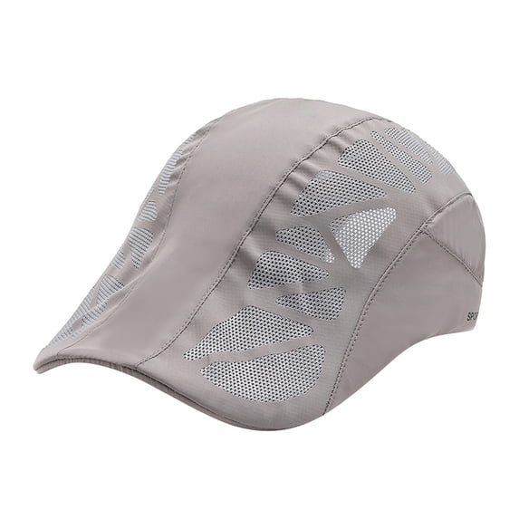 LEKODE Men's Summer Ivy Newsboy Cap, Breathable Mesh Quick Dry Flat Cap, Adjustable Lightweight Sun Hat for Outdoor Driving Fishing Travel Gray One Size