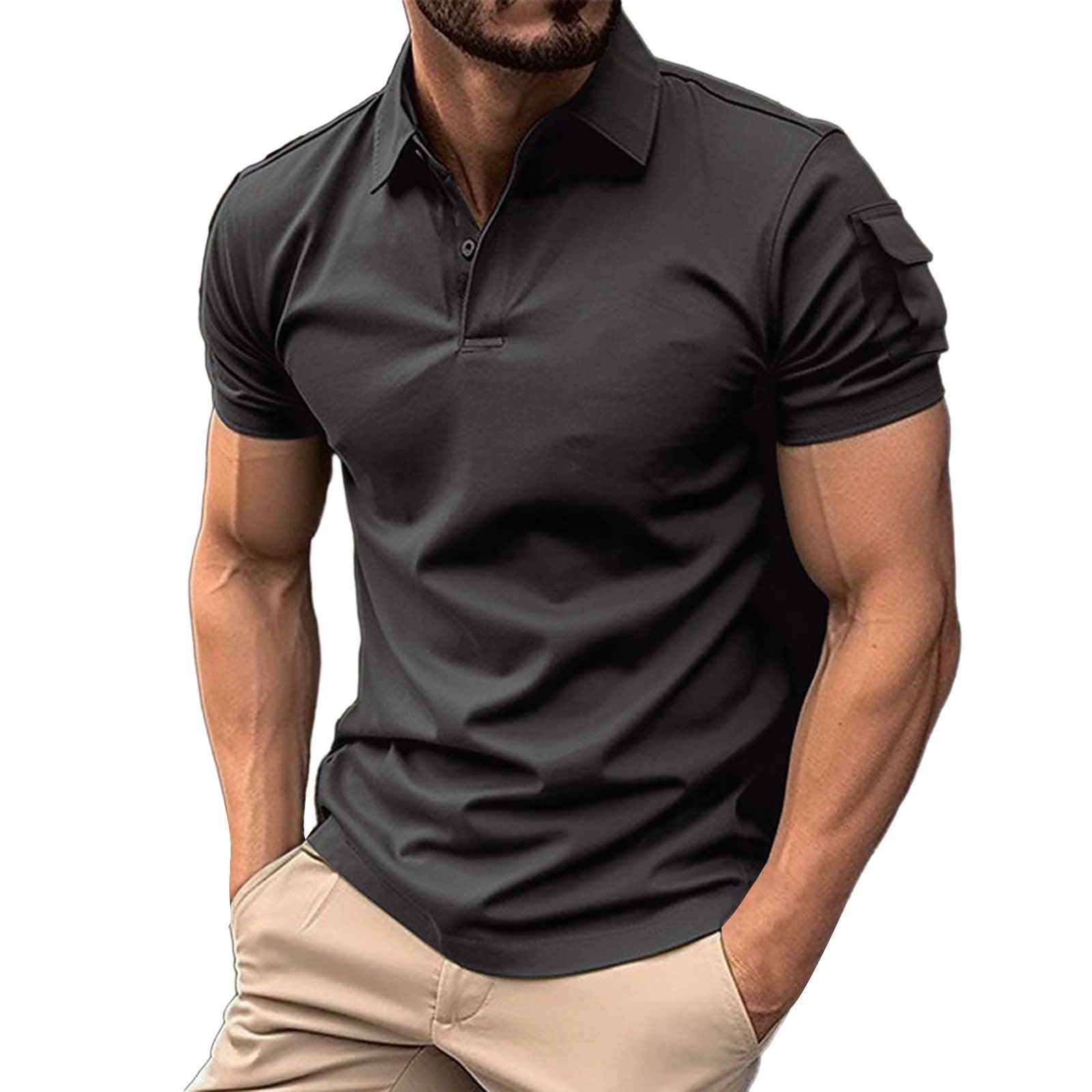 LEKODE Mens Golf Shirt Regular Fit Shirt Short Sleeve Solid Color ...