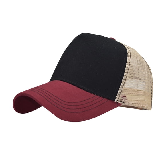 LEKODE Mens Womens Blank Plain Mesh Back Trucker Hat, Unprinted Curved Brim Baseball Cap, Adjustable Snapback Breathable Sun Hat for Custom Printing Daily Use Red One Size