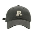 thumbnail image 1 of LEKODE Mens Womens Letter R Appliqué Washed Cotton Baseball Cap, Solid Soft‑Crown Curved Brim Dad Hat, Adjustable Minimalist Casual Sun Cap for Commute Travel Daily Use Grey One Size, 1 of 3