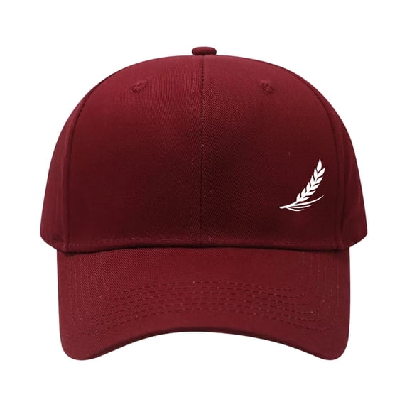 LEKODE Mens Womens Minimalist Wheat‑Leaf Embroidered Baseball Cap, Solid Cotton Twill Structured Curved Brim Hat, Adjustable Low‑profile Casual Sun Cap for Travel Daily Use Wine One Size