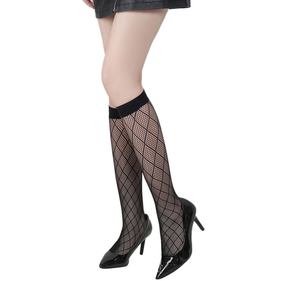 LEKODE Mesh Knee High Socks Pointelle Socks Breathable Socks Hollow Socks Lace Knee Socks Fashion Calf Socks Tube Socks Knee High Lace Socks Thigh High Stockings Multicolor One Size