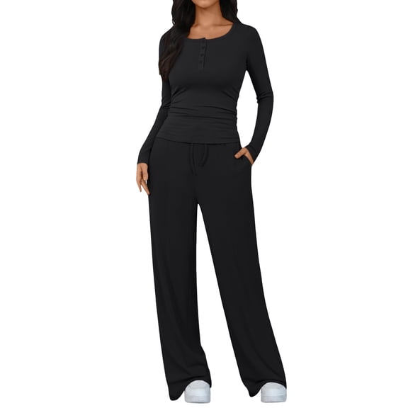 LEKODE Mock Neck Sweatshirt Two Piece Suits for Women Womens Sweatshirts No Hood Tops for Women Long Sleeve Ladies Long Sleeve Tops Women's Tops Long Sleeve Casual Tops for Women Black XL