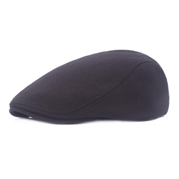 LEKODE Newsboy Hats for Men Outdoor Hat Solid Color Wool Beret Cotton Fitted Hat Color Artist Style Perfect All Seasons men Newsboy Caps Unisex Visor Beret Hat Cap Beret Painter Hat Black One Size