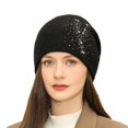 thumbnail image 1 of LEKODE Outdoor Cycling Cold-proof Ear Warm Cap Aviator Hat Skull Cap Thin Beanie Warm Hats for Women Faux Fur Hat Winter Hats for Women Black One Size, 1 of 3