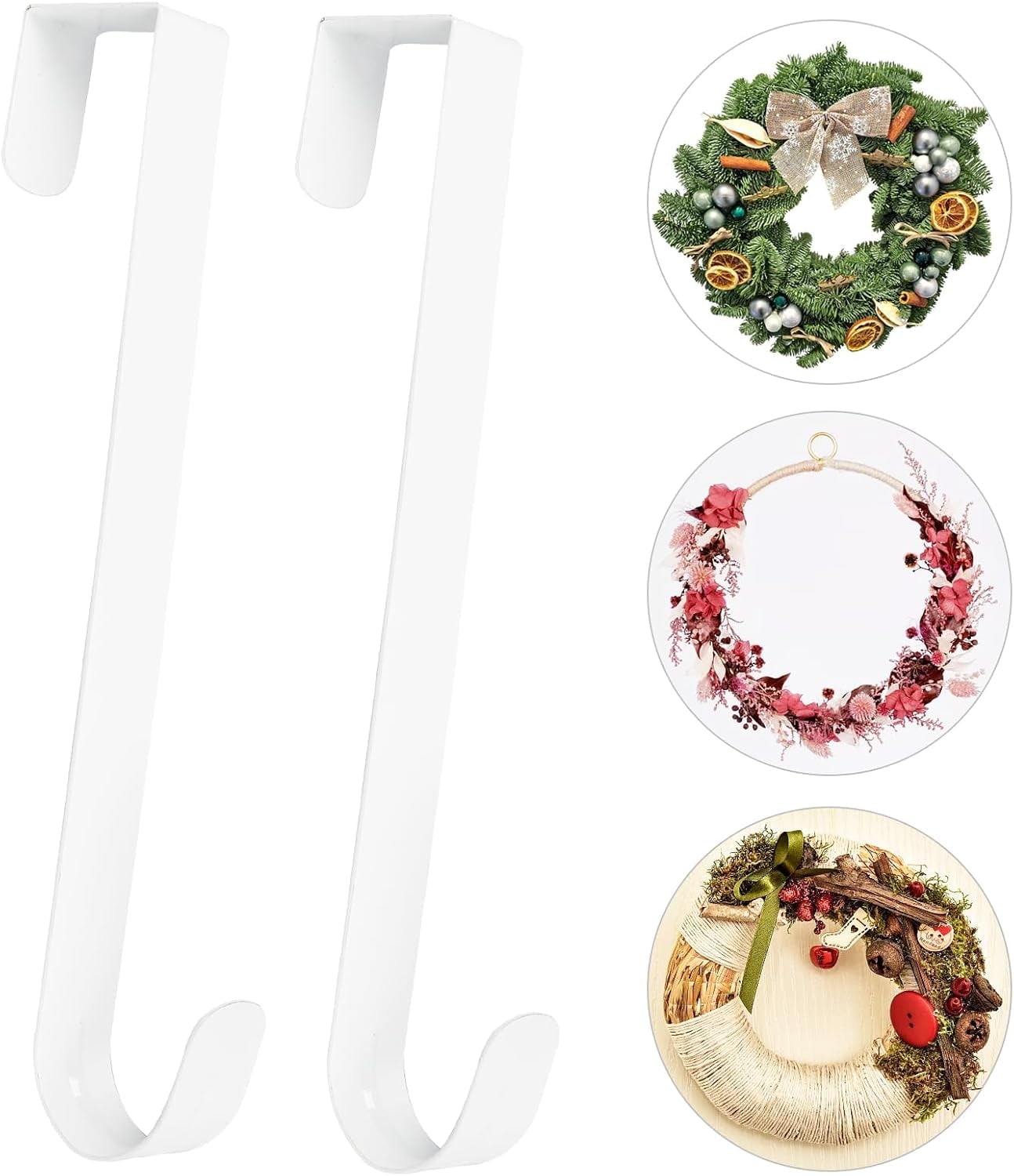 White Metal Over Door Wreath Hook