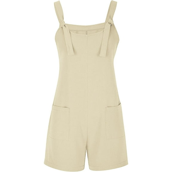 LEKODE Overalls for Women Overall Shorts for Women Plus Size Jumpsuit Jean Romper Womens Romper Womens Jumpers and Rompers Beige Xl