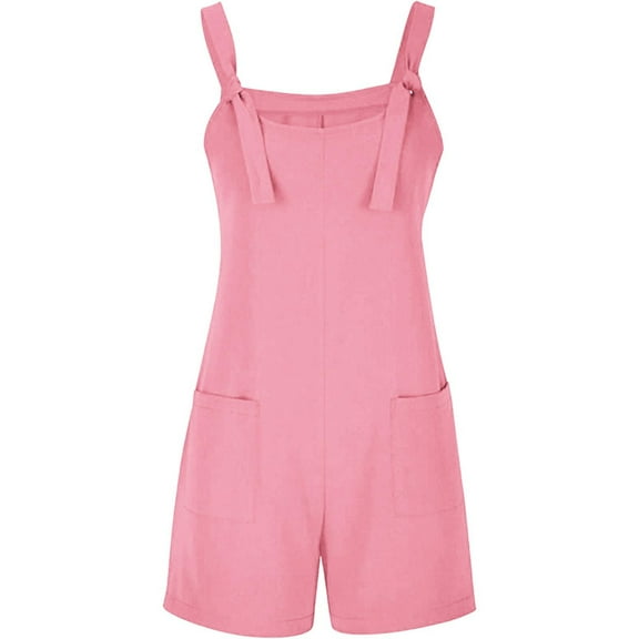 LEKODE Overalls for Women Overall Shorts for Women Plus Size Jumpsuit Jumpsuits for Women Womens Overalls Summer Romper Denim Jumpsuit Pink L