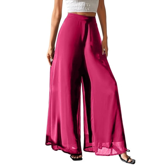 LEKODE Pant Straight Leg Pants Pants for Women Loose Fit Running Pants Women Golf Pants High Waisted Pants for Women Travel Pants Women Plus Size Pants Hot Pink L