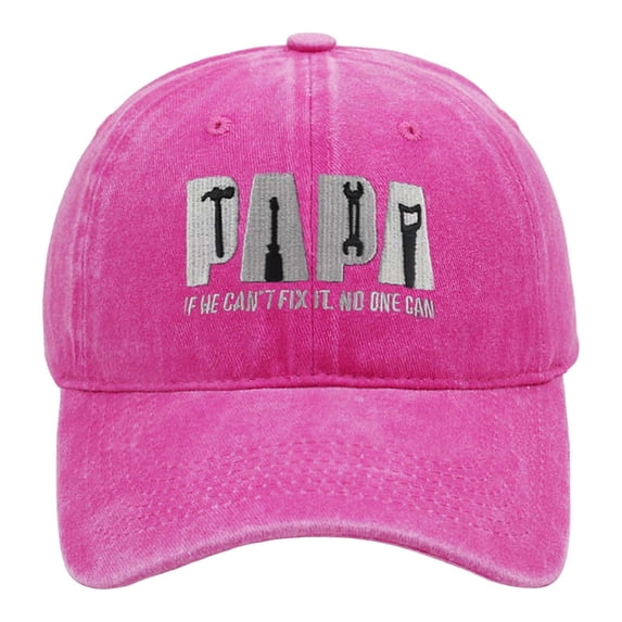 LEKODE Papa If He Can't Fix It No One Can, Papa Tools Hat for Men, Funny Adjustable Cotton Embroidered Dad Baseball Cap Hot Pink One Size