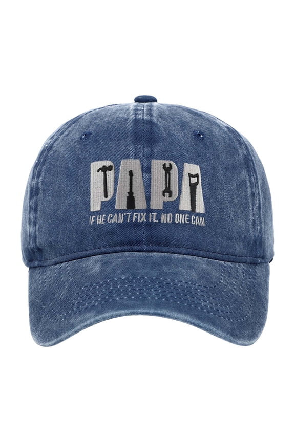 Papa If He Can't Fix It No One Can, Papa Tools Hat for Men, Funny Adjustable Cotton Embroidered Dad Baseball Cap Navy One Size