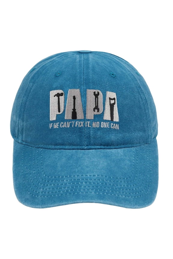Papa If He Can't Fix It No One Can, Papa Tools Hat for Men, Funny Adjustable Cotton Embroidered Dad Baseball Cap Sky Blue One Size