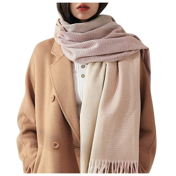 LEKODE Plaid Scarf for Women Thick Shawl Long Scarves for Women Scarf Winter Scarfs for Women Cotton Scarf Lady Scarf Pink One Size