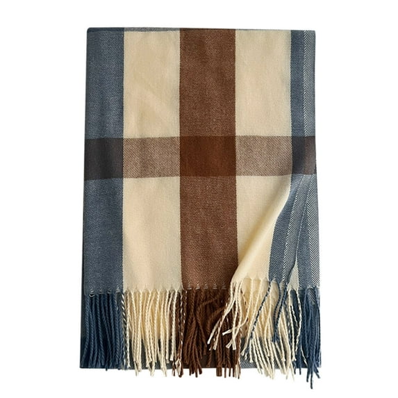 LEKODE Plaid Scarf for Women Thick Shawl Long Scarves for Women Scarf Womens Winter Scarves Womens Scarf Women Scarf Winter Blue One Size