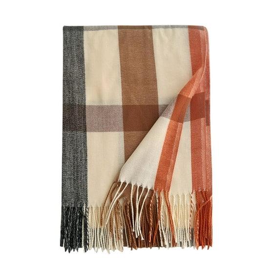 LEKODE Plaid Scarf for Women Thick Shawl Long Scarves for Women Scarf Wraps for Women Cotton Scarves for Women Scarf Women Scarves A One Size
