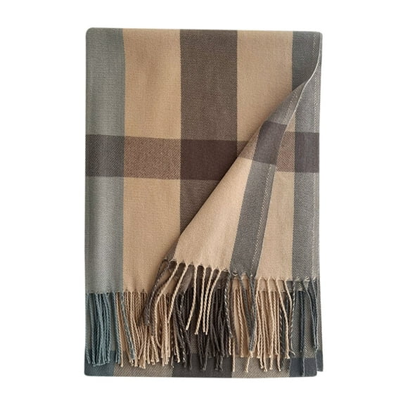 LEKODE Plaid Scarf for Women Thick Shawl Long Scarves for Women Scarfs Bufandas Para Mujer Long Scarf for Women Cotton Scarf Gray One Size