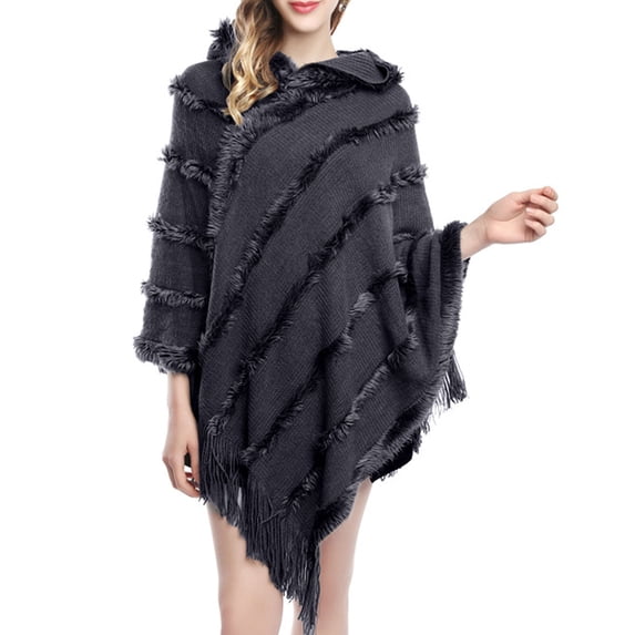 LEKODE Ponchos for Women Thick Shawl Warm Shawl Wraps for Women Cape Lady Scarf Womens Scarfs Womens Capes and Shawls Navy One Size