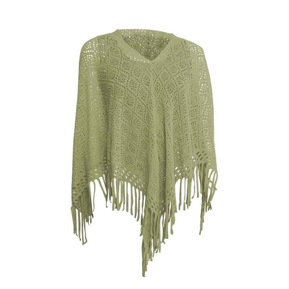 LEKODE Ponchos for Women Winter Ponchos for Women Warm Shawl Wraps for Women Poncho Women Ladies Scarf Cape for Women Womens Cape Green One Size