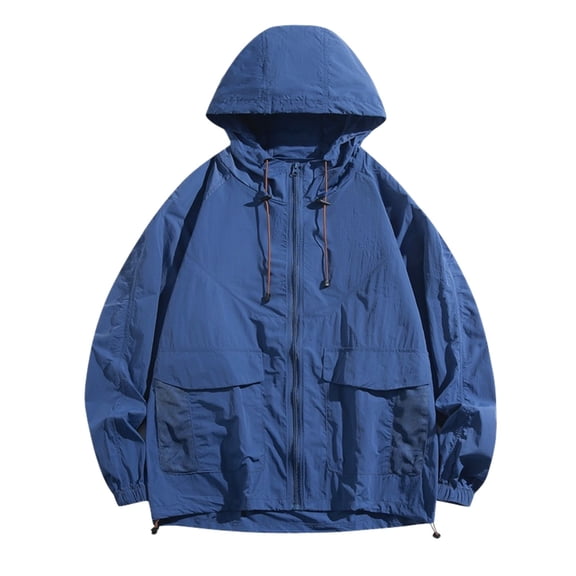 LEKODE Rain Jacket Men Golf Jacket Slim Fit Stylish Jacket Mountain Shell Jacket Mens Lightweight Rain Jacket Wind Breaker Jacket Womens Windproof Trench Coats Daily Wear Blue S