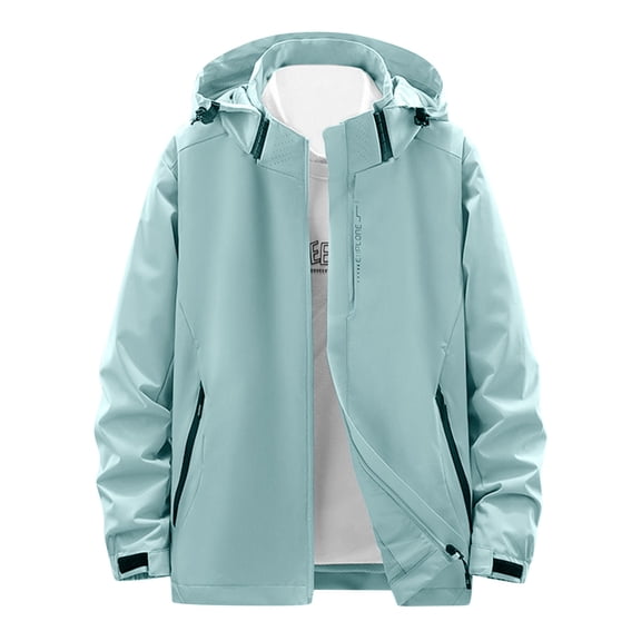 LEKODE Rain Jacket Men Packable Golf Jacket Stylish Jacket with Pocket Waterproof Jacket Lightweight Portable Rain Coat Dustproof with Hood Slim Fit Daily Wear Green M